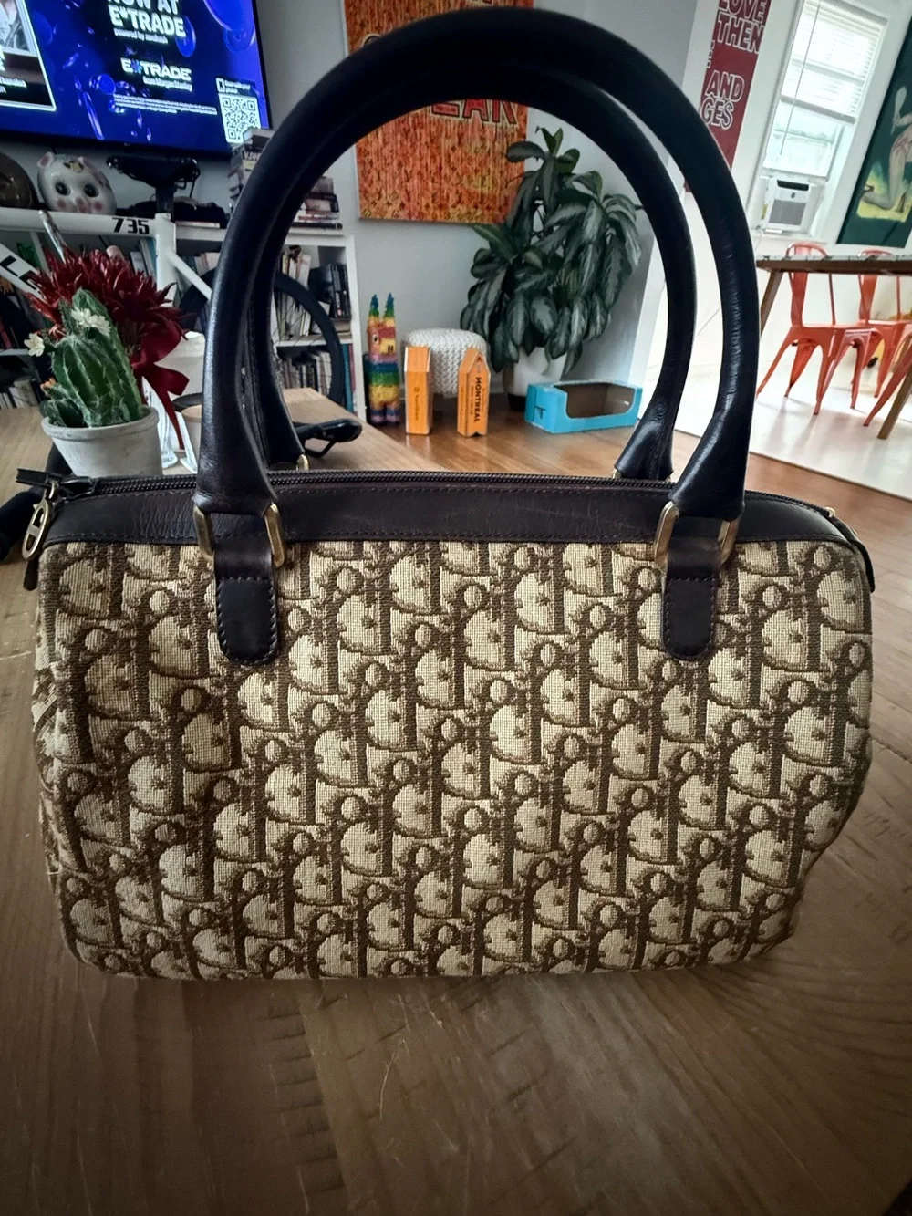 Dior Beige and Brown Monogram Satchel
